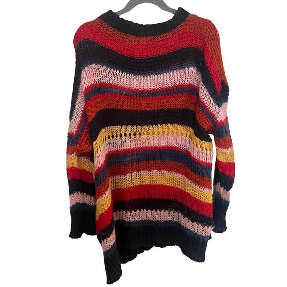 Zara Womens Oversized Stripped Knit Sweater Mohair Italian Yarn Multicolor Small - Picture 3 of 8